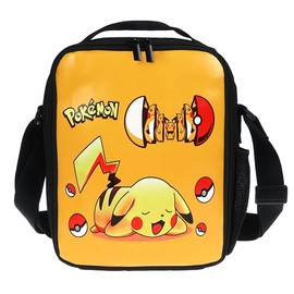 CosplayStudio Poke Kinder Lunch Tasche | Isolierte Lunchbag mit Pikachu | 21x26x6cm | Motiv: Pokeball