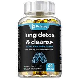 Pslalae - Supplement Capsules with Mullein Leaf Extract - For Breathing Purification Lung Immune System - 15-in-1 Lung Formula, 60/120 Capsules - Specification: 60 capsules
