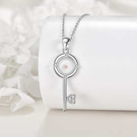 TIGER RIDER Key Necklace for Women Sterling Silver Mustard Seed Necklace Faith Mustard Seed Key Jewelry Birthday Gifts for Women Wife