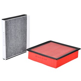 FLTRUCKTOP FA-1883(RED) FP79 Engine and Cabin Air Filter with Activated Carbon for F150 2.7L 3.0L 3.3L 3.5L 5.0L 2015-2025,Expedition,Lincoln Navigator 2018-2024,Lobo 2016-2022,Replaces CA10262 FP929