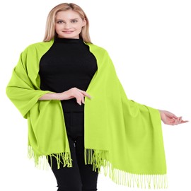 CJ Apparel Lime Green 100% Cashmere Shawl Pashmina Scarf Wrap Stole Head Wrap Hand Made in Nepal New