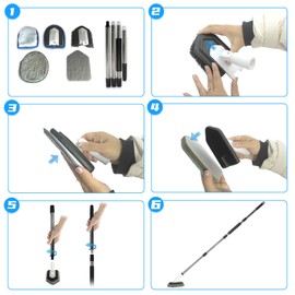 FRAXIR Floor Scrub Brush, 5 in 1 Tile Tub Scrubber with 56" Adjustable Long Handle and 5 No Scratch Scrubber Heads for Bathroom, Kitchen, Toilet, Bathtub