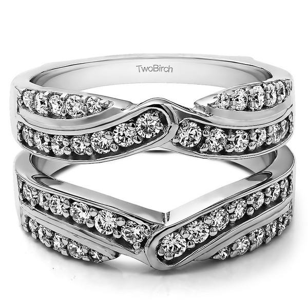 Sterling Silver Infinity Bypass Engagement Ring Guard with Cubic Zirconia