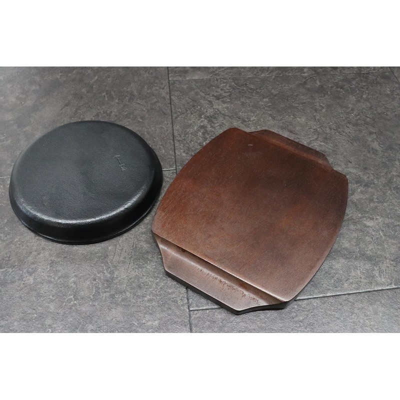 Asahi Steak Plate (with Wooden Base) Iron Casting, Round 5.9