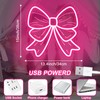 Pink Bow Neon Signs for Wall Decor Girls Room Beauty