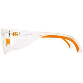 Kleenguard Maverick Safety Glasses with Intergrated Side Shields (1 Pair) (49301 Clear Anti-Fog Lens with Clear Frame and Orange Tips)