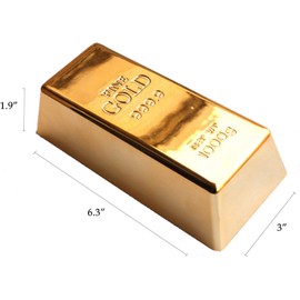 EDOBLUE Gold Bar Doorstop Shiny Fake Fake Golden Brick Replica Gold Paperweight Door Stopper Decorations Realistic Gold Bar Brick Prop Movie Prop