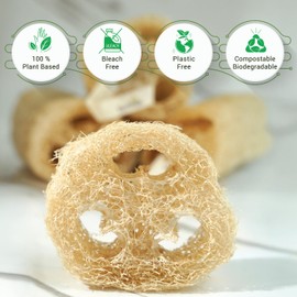 Natural Vietnamese Loofah Sponge, 100% Plant-Based Luffa Exfoliating Body Scrubber for Shower, Multi-Functional for Kitchen, Ideal for Men & Women, Spa & for Pet (2 Pack)