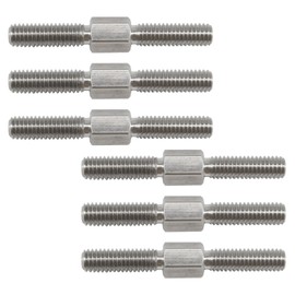 (6 Pieces) M6x50mm Hex Double End Threaded Stud With Right Hand thread and Left Hand thread 304 Stainless Steel Equal Thread Length Rod Bolts