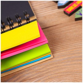 Spiral Sticky Note Pad - Pocket Size with Assorted Primary Colors - 250 Sheets: Sticky Notes + Color Strips Set