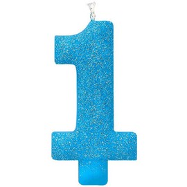 Blue Glitter #1 Birthday Candle - 5'' - Ideal for Memorable First Birthday Party, Pack of 12