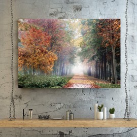 Renditions Gallery Home Wall Art Pictures Pathway through the Misty Autum Forest Canvas Hanging Prints for Living Room Office Decorations - 18"X27" LT08