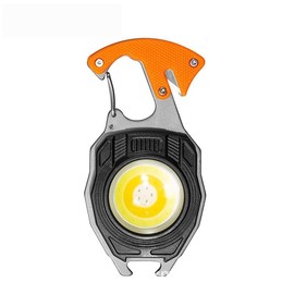 COB Keychain Work Light Keychain Flashlights 7 Light Modes 1600Lumen,Portable USB Rechargeable cob Work Light Emergency Light with Folding Bracket Bottle Opener and Magnet Base,Camping (Orange)
