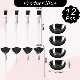 12 Pcs Black Esthetician Supplies for Facials Set 4 Black Facial Bowls Esthetician 4 Facial Brushes Esthetician 4 Flat Brushes Face Mask Cosmetic Applicators for Mud Cream Spa Salon Makeup Women Gift