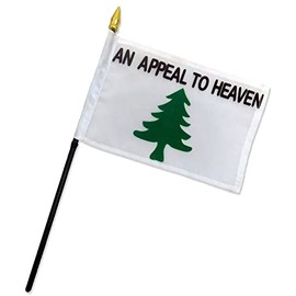 Wholesale Lot of 12 An Appeal To Heaven Realistic Pine Tree (No Grass) Washington Cruisers White 4"x6" Flag Desk Set Plastic Table Stick Staff