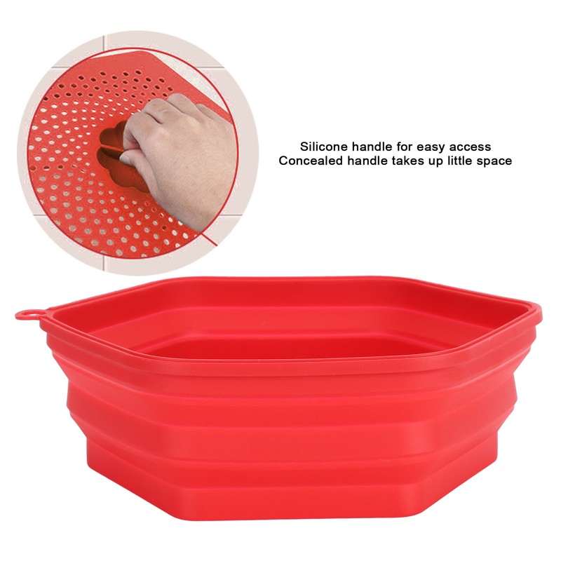Red Silicone Microwave Splatter Cover with Handle Collapsible Microwave Food