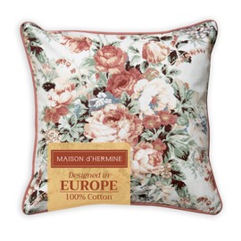 Maison d' Hermine Decorative Pillow Cover 100% Cotton 20"x20" Square Washable Cushion Covers with Invisible Zipper for Couch, Bedroom, Home, Abbevellie - Spring/Summer