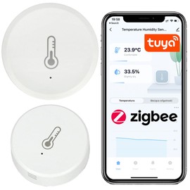 Sone Smart One Zigbee Thermometer Hygrometer, Compact and Round, Smart Life/Tuya App Compatible with Alexa/Google Home