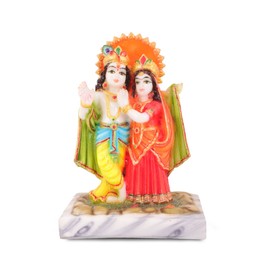 MARBELLA Radha Krishna PolyMarble Statue for Hindu Pooja, Home, Mandir/Temple, Spirituality, Indian Puja, Decoration, Festival, Auspicious Occasion Gift. (Multicolor)