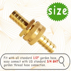 AOPANDA Garden Hose Adapter Brass 1/2" Garden Heavy Duty Hose Mender Repair End Replacement Male Female Connector with Stainless Clamps (2 Sets)