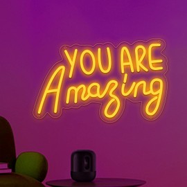 You are Amazing Neon Sign for Wall Decor, USB Powered Amazing Led Sign, Reusable You are Amazing Light Up Sign for Boys and Girls, Light Up Signs for Bedroom and Livingroom