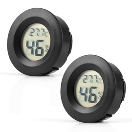 2 Pack LCD Digital Hygrometer Thermometer, Reptile Thermometer for Greenhouse Dehumidifiers Humidifiers Basement Babyroom Home Office, Switchable Celsius/Fahrenheit Black