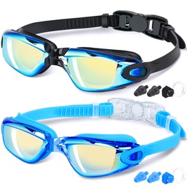 Braylin Kids Swim Goggles, 2-Pack Swimming Goggles for Children, Teens, Boys or Girls, Anti-Fog Clear Vision Swim Pool Goggle