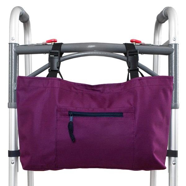 RMS Walker Bag with Soft Cooler - Water Resistant Tote with Temperature Controlled Thermal Compartment, Universal Fit for Walkers, Scooters or Rollator Walkers (Wine)