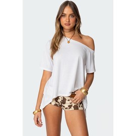 Josy Off Shoulder Handkerchief Top - Color: WHITE, Size: XS