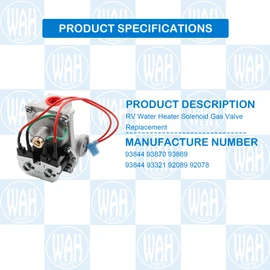 Wahparts 93844 RV Water Heater Solenoid Gas Valve Replacement Compatible With Atwood G6A-2E G6A-3E G6A-4E G6A-6E G6A-7E 93870 93869 93321 92089 92078