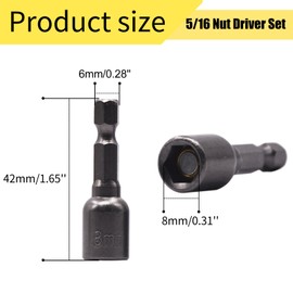 YXQ 5/16 Nut Driver Magnetic Power 8mm Socket Adapter Drill Impact Bit Set 1/4 inch Hex for Power Tools, 10-Piece