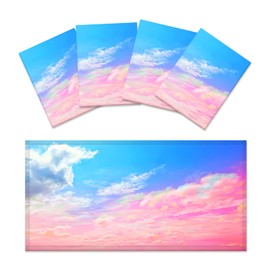 SCWISOAS 4 Pack Fluorescent light covers for ceiling lights classroom Office magnetic light covers Light Diffusers for Home Drop Ceiling Decoration 4 x 2 Feet Cloud