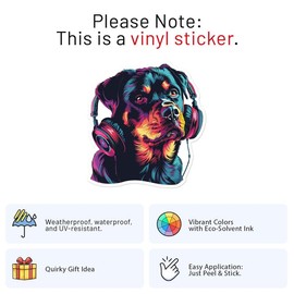 Generic DJ Rottweiler Dog Sticker - Waterproof Vinyl Decal for Car Bumper, Laptop, Water Bottle, Bookcases, Wall, and Window, Size - 3'' Longer Side