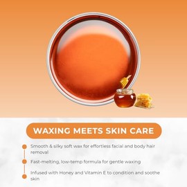 Naturaverde Pro Honey - Cera suave para depilación corporal y facial, depiladora de cera para mujeres, infundida con vitamina E, tipos de piel normal 