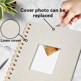 Vienrose DIY Photo Album, 28 x 20.5 cm, DIY Scrapbook Spiral Album with 40 White Pages, Linen Photo Album for Sticking in for Families, Baby, Wedding, Anniversary, Birthday, Beige