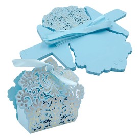 ONEBO Pack of 25 Candy Boxes, Christmas Gift Boxes, Confetti Gift Box, Guest Gifts, Wedding Candy Box, for Wedding, Birthday, Christmas (Light Blue)