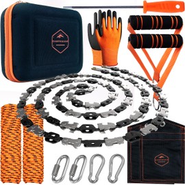 High Limb Rope Saw 53 In - Zero Effort 360 Rope Chain Saw - Sharp Manual Tree Limb Cutter - Hand Chainsaw with Ergonomic Handles and Carrying Case - Fast and Easy Pocket Chainsaw