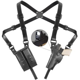 Shoulder Holster for Concealed Carry, Yigerlee Adjustable Vertical Gun Holster Quick Draw with Optic Cut,Made from Soft Microfiber Leather, Fits 1911, Glock 17/19, Beretta 92FS and More Pistol