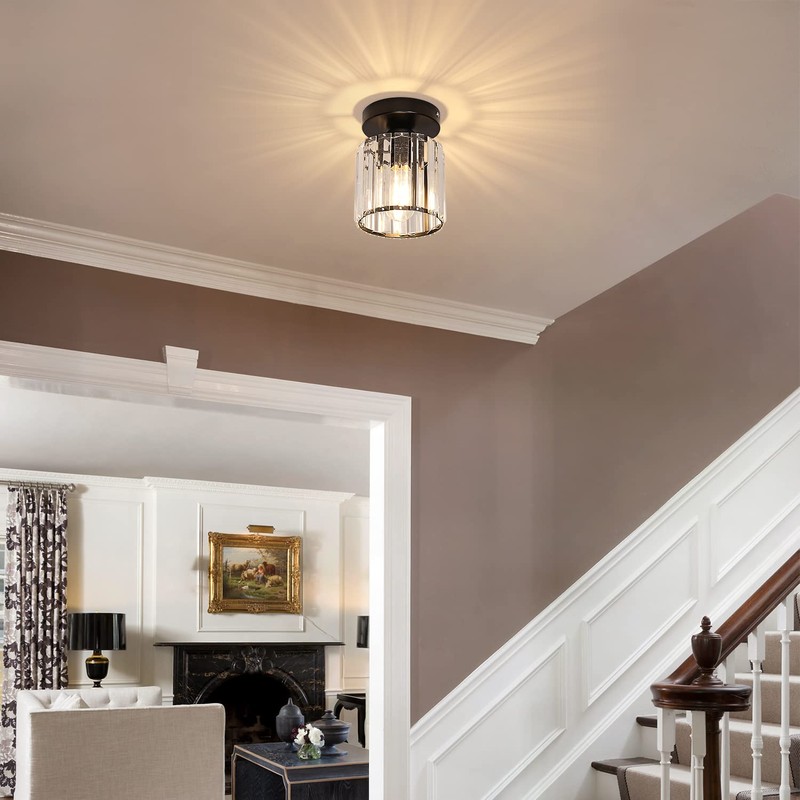 Goeco 2 Pack Crystal Ceiling Light, Modern Industrial Semi Flush