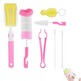 7 Babyflaschenbürsten, Rotierende Schwammreinigungsbürsten, Schnuller, Trinkhalme, Sportflaschen, Teekannen, Schmale Glaskaraffe, Allzweck-Küchenflaschenreiniger