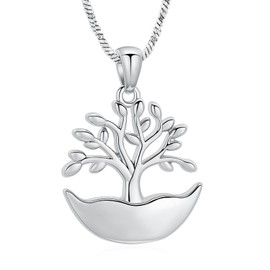 VCCWYQK Urn Necklace for Ashes for Women Men Circle Tree of Life Eternity Memorial Pendant Ash Cremation Jewellery, Stainless Steel, No Gemstone