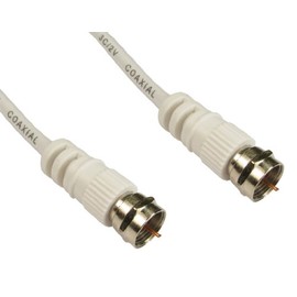 World of Data 1m F-Type Satellite Cable | Nickel Plated | 75ohm | Coax, Antenna, F-Connector, Aerial, Lead | WHITE Colour