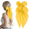 2Pcs Yellow Hair Bows Long Tail Satin Bow Hair Clips