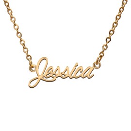 Jessica Name Tag Necklaces for Her His Friends Familys Relationship Memory Jewelry Gift