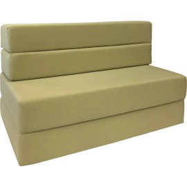 Amfuton 4-Foldable Foam Matress, Twin Studio Folding Sofa Chair Guest Bed, Tan