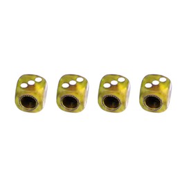 MarCraft Yellow Plastic Dice with Corrosion Resistant Brass Threads Tyre Alloy Valve Caps Dust Caps (4 Pack) Universal for Cars, SUVs, Bicycles, Motorcycles, Trucks | Rubber Airtight Seal | Screw-On