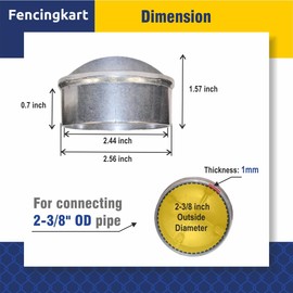 FENCINGKART Aluminium Dome Post Caps for Chain Link Fence, 2-3/8 inch, Aluminium, 4 Pack (Silver Aluminium)