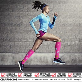 CHARMKING Compression Socks for Women & Men Circulation (8 Pairs) 15-20 mmHg is Best Support for Athletic Running, Cycling (L/XL, Multi 62)