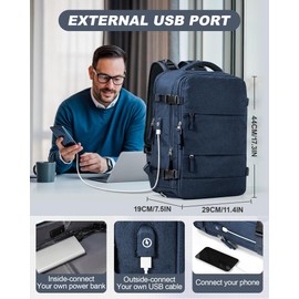 VGOCO Travel Backpack for Men Women Carry On Backpack Flight Approved Laptop Backpack Luggage Backpack Weekender Bag for Outdoor Hiking Business Trip Dark Blue