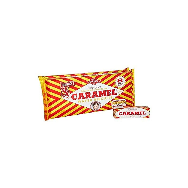 Tunnock's Milk Chocolate Caramel Wafers 8 x 30g (Pack of
